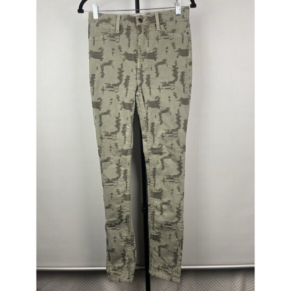 Free People Denim - Free People Green‎ Black Overdye  Jacquard High Rise Skinny Jeans Size 29